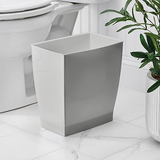 iDesign Small Bathroom Trash Set of 4-Gray Mono Rectangular Can M4