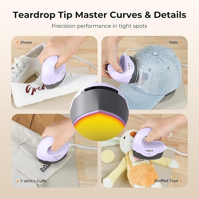 HTVRONT Heat Press H1 Mini Heat Press Machine, Small Heat Press Portable Iron Press Machine for T Shirts, Hats, Heating Transfer Projects (H1 Lavender Purple)