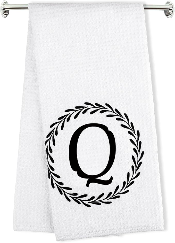 Monogrammed Hand Towels Name Ini-tial Letter Q Kitchen Towels,Personalized Gifts for Women Wife Mom,Monogram Dish Towel Decorative Tea Towel 17x23 Inch,for Kitchen Bathroom