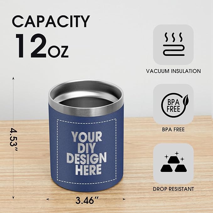 Personalized Custom Tumbler Print in USA 12oz 100Pcs Stainless Steel Travel Coffee Cup with Lid & Straw Double Wall Insulated Mug With Colorful Text Logo Photo