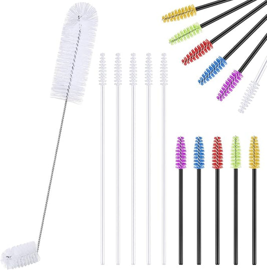 Hummingbird Feeder Cleaning Brush 19 Pieces 3 Size Mini Nylon Double Headed 2 in 1 Hummingbird Brush Hard to Reach Places Tiny Cleaning Kit(White)