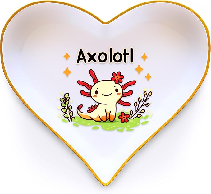 Axolotl Ring Holder Dish Tray, Gifts For Women Teens Girls, Axolotl Lovers Themed Stuff Accessories Things Decor Merch, Home Room Ring Earrings Necklace Organizer Holder!