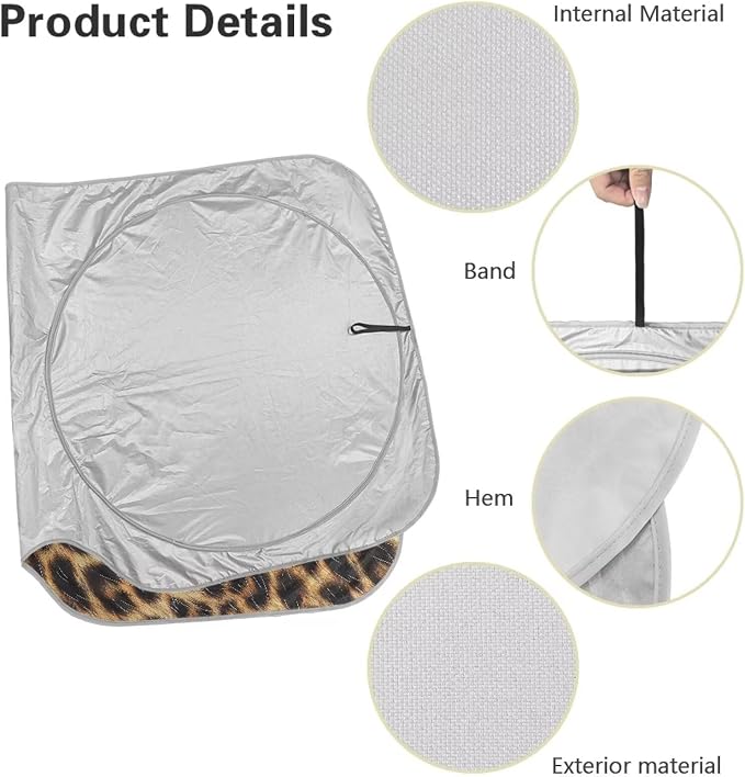 Golden Leopard Print Windshield Sun Shade Foldable Front Windshield Sun Shade for Heat Protection Car Accessories Keep Your Vehicle Cool