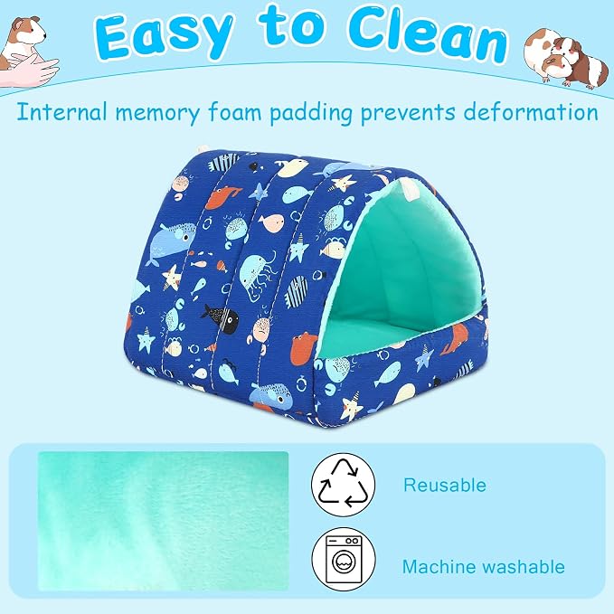 UPINS 2Pcs Guinea Pig Hideout,Guinea Pig Bed Houses | Washable Small Animal House Cage Accessories,for Dwarf Rabbits Chinchillas Hamsters Hedgehogs