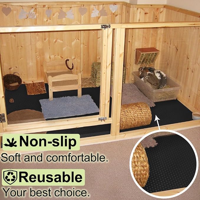 Waterproof Guinea Pig Bedding Rabbit Cage Liner, 118x24 1PCS Black | Cut To Fit Cage,Rabbit Bedding,Hamster Cage Accessories For Rabbits, Hamsters, Gerbils, and Chinchillas, Easy to Clean