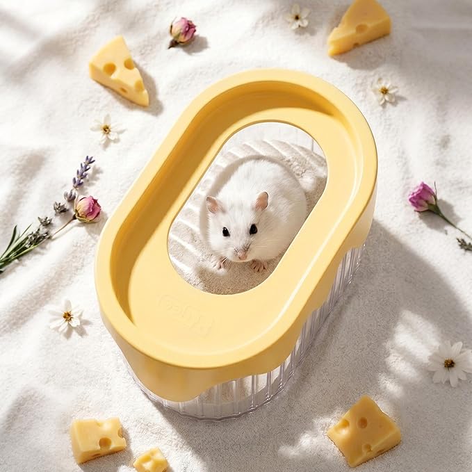 Hamster Sand Bath Box - Dust Bath Toilet | Splash Resistant Enclosure | Large Capacity Interior, Polystyrene & ABS Construction, Enclosed Grooming Space, Helps Contain Sand Scatter, for Hamsters,