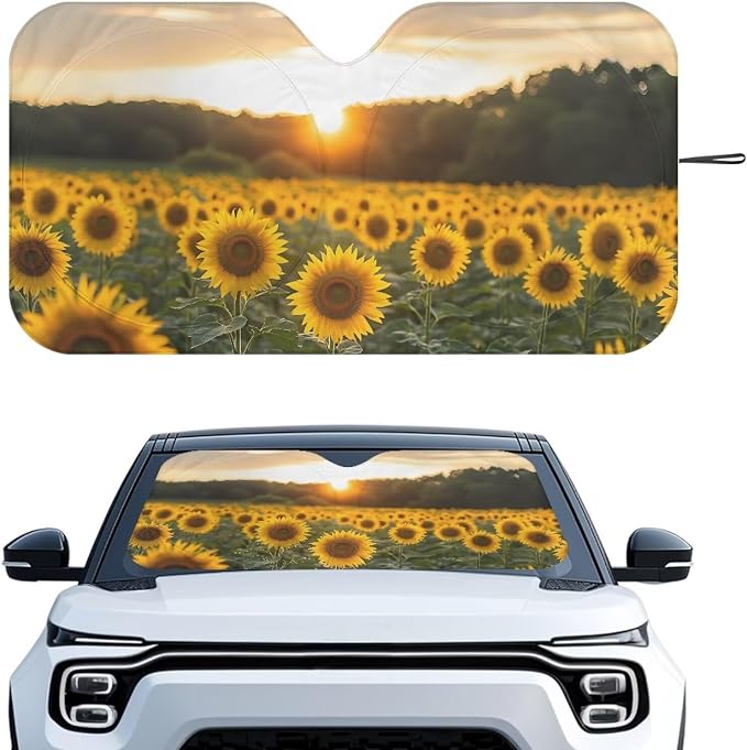 Sunrise Sunflower Car Windshield Sun Shade Heatshield Automotive Interior Cover Sun Visor Protector Blocks UV Rays Keep Your Vehicle Cool