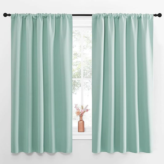 NICETOWN Blackout Curtains for Living Curtains, Aqua Blue, Set of 2, 52 by 63 Inch, Window Treatment Blackout Curtain Panels, Home Decor Thermal Insulated Solid Drapes for Bedroom