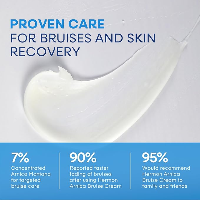 Hermon Arnica Bruise Cream: Reduce Bruising & Swelling on Thin Skin - Arnica Montana with Vitamins K, C & E–Hydrating Moisturizer for Face 4 oz