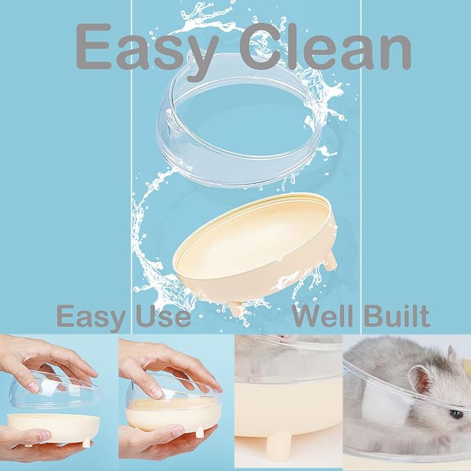 Meow&Woof Hamster Sand Bath Container & Dust-Free Bath Sand Set, 6.5" Sandbox Toilet for Hamster, Gerbil, Chinchilla, Mice – 2.2 lbs Potty Litter Sand for Small Animals (Grey)