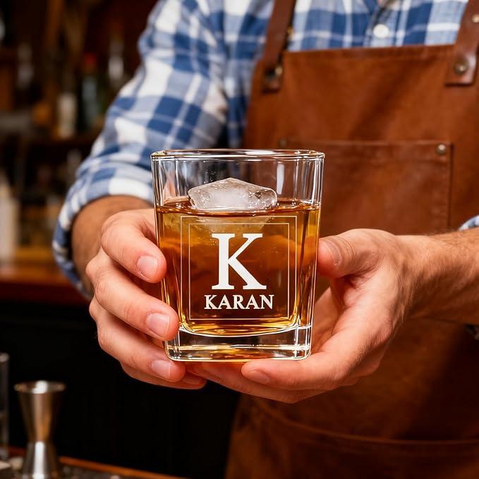 Personalized Groomsmen Gifts, Whiskey Glass 10 oz, Best Man Gift Custom Wedding Party Barware, Old Fashion Cup for Brandy Whiskey Beer for Men, Rocks Glasses for Dad, Husband (Style B)