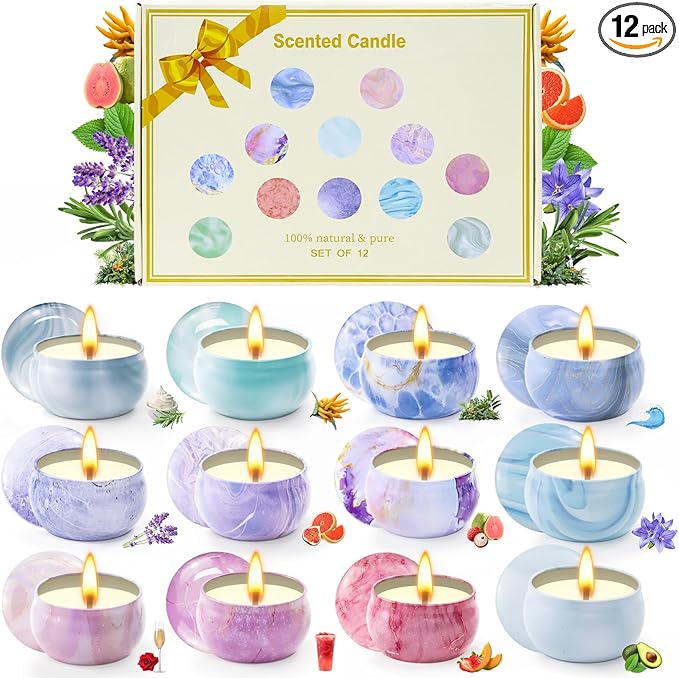 Scented Candles Gift Set for Women, Candles for Home Scented 12 Pack, Soy Wax Aromatherapy Candle Set, 300 Hour Long Lasting, Birthday Gifts for Women Best Friends Sister Colleague