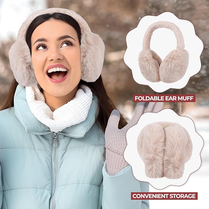 Geyoga 6 Pcs Winter Warm Set for Women Warm Beanies Hats Touchscreen Gloves Long Scarf Ear Muffs Socks Winter Gifts for Women
