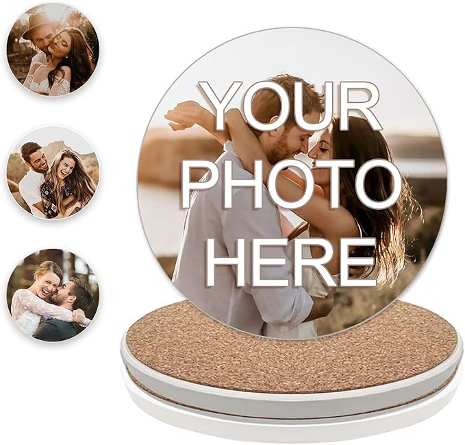 Custom Coasters, Personalized Ceramics Coaster for Crafts, Customized Absorbent Drink Coasters with Your Photo/Logo/Text, Cork Base for Home, Bars, Hallowmas