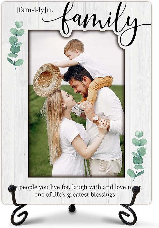 SIXEIGHT Family Definition Picture Frame Life's Greatest Blessing Wooden Photo Frame Natural Wood Picture Frame for Family Dad Mom Grandparents Father from son Desk Decor 4x6 Photos Frames-A17