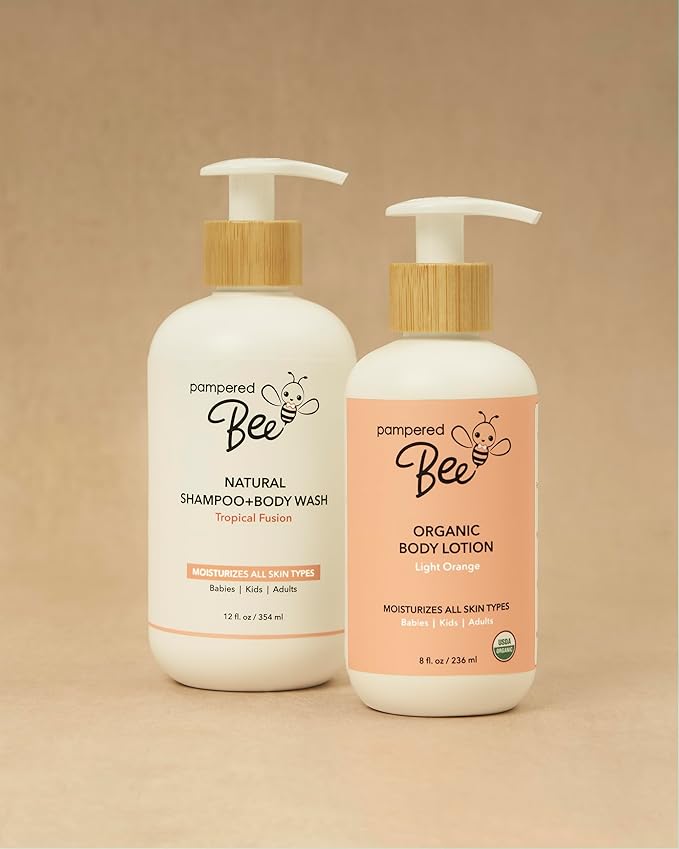 Organic Body Lotion (Light Orange) for Babies, Toddlers and Kids, With Capuaçu Seed Butter and Marshmallow Root - Moisturizing, Softening, Hydrating, 8 oz