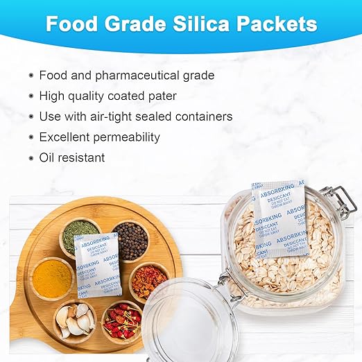 Desiccant Packs – 2 Gram 500 Packs Moisture Absorbers, Food Grade Desiccant with Color Indicating, Premium Desiccant Packs for Storage, Great for Spices, Foods, Electronics, Jewelry