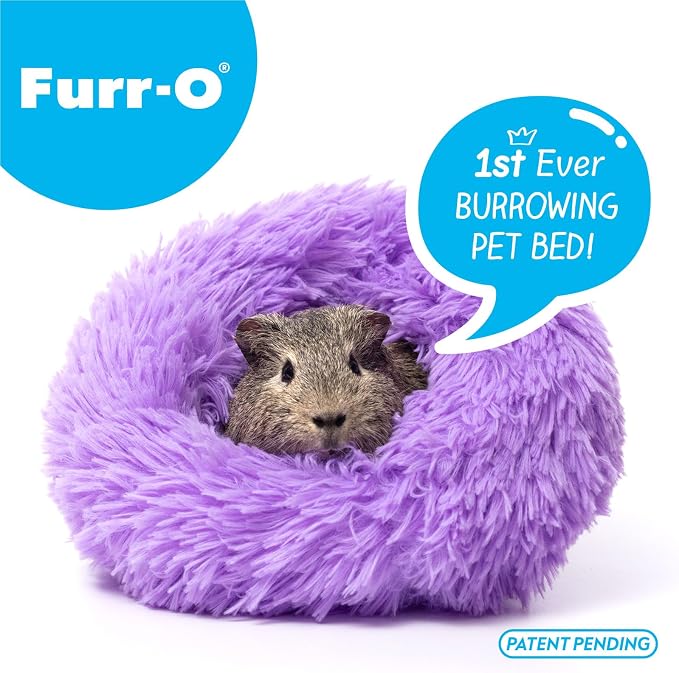 Paw Inspired Furr-O Burrowing Pet Bed Enrichment, Removable Base, Purple | Cozy Carrier Toy, Zip-On Spandex and Fleece Bottoms, Hideout Cage Accessories for Guinea Pigs, Hamsters, Small Pets, Animals