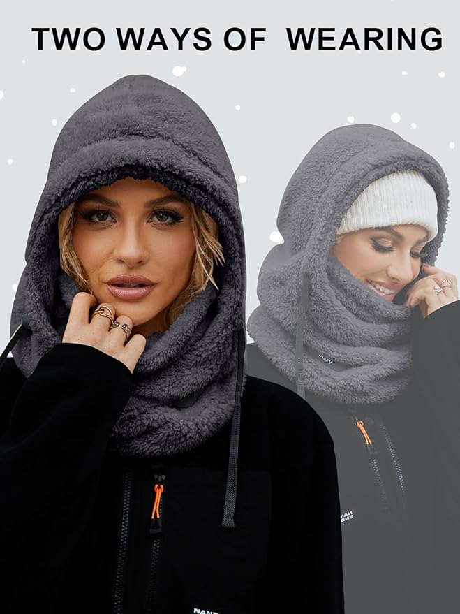 Balaclava Fleece Ski Mask for Men Women Winter Face Masks Windproof Hooded Scarf Cold Weather Hat Neck Warmer