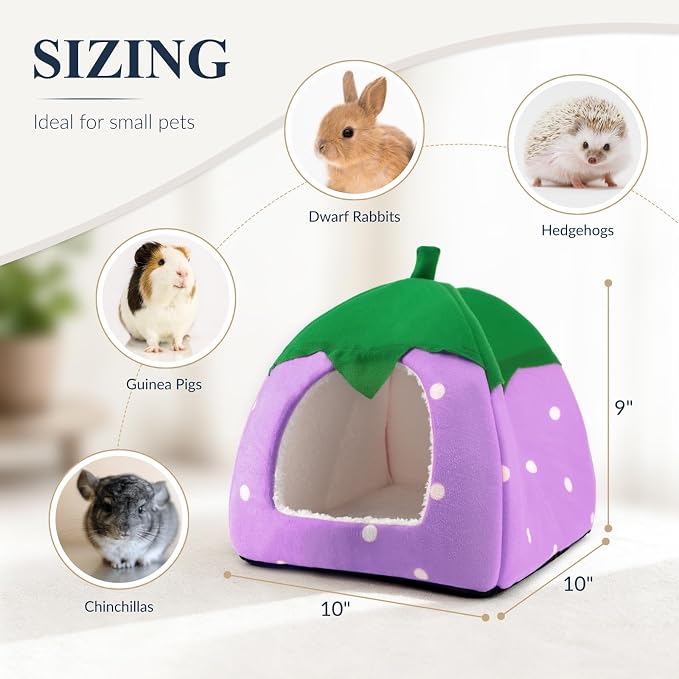 Guinea Pig Hideout Bed, Dwarf Rabbit House Cave | Cozy Hide-Out for Little Bunny Hedgehog Ferret Chinchilla & Other Small Animals, Cage Accessories