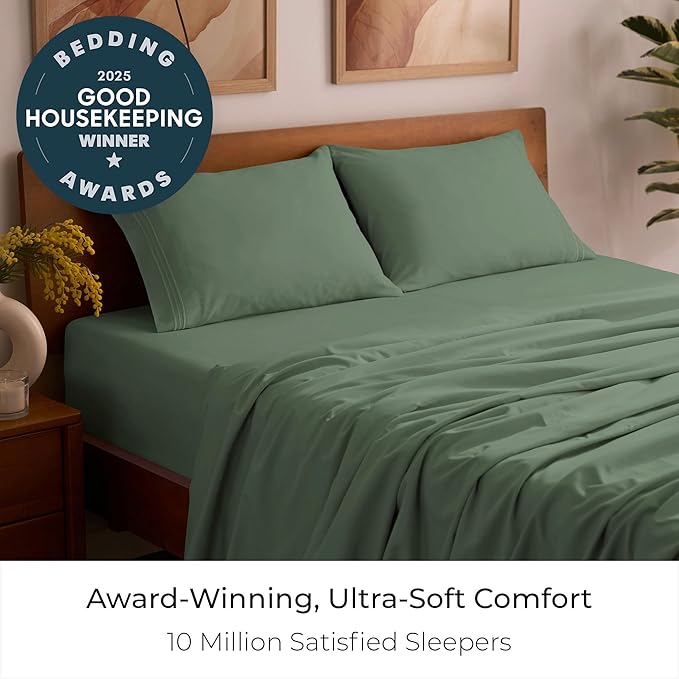Mellanni Full Sheets Set - 4 PC Iconic Collection Bedding - Hotel Luxury, Extra Soft, Cooling Bed Sheets - Wrinkle, Fade, Stain Resistant (Full, Sage)