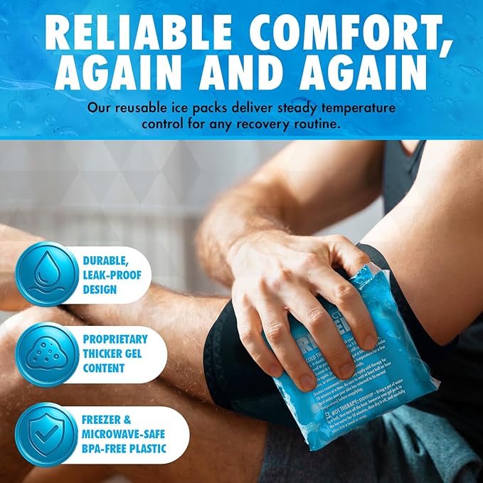 Perfect Remedy 2-Pack Gel Ice Packs for Injuries Reusable, Hot & Cold Pack that’s Durable, Soft & Flexible, Fast Relief & Recovery (Blue, Reg 2PK)