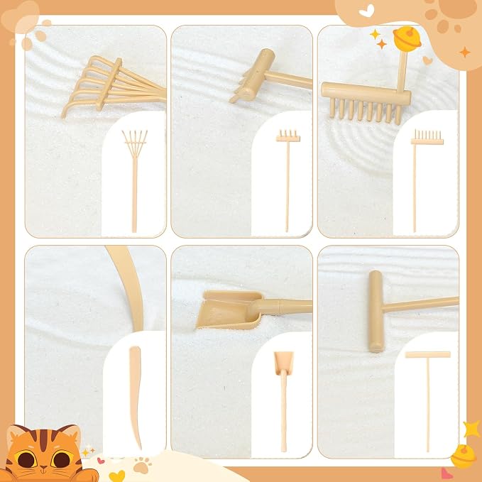 Zen Garden for Desk for Cat Lover Gifts | with Tray Sand Tools Cat Figurines DIY Micro Landscape Ornaments Miniature Meditation Sand Garden Stress Relief Desk
