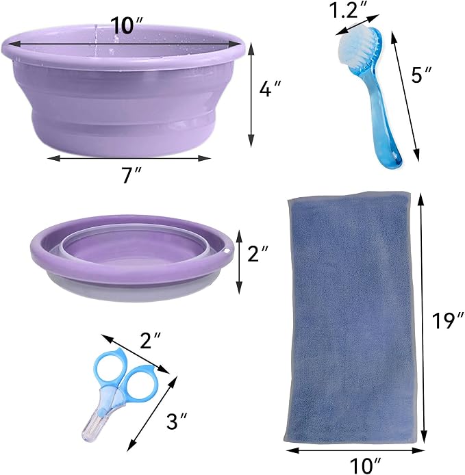 JSLZF Hedgehog Bath Supplies Grooming Kit: Foldable Bathtub, Nail Clippers, Bathing Brushes, Towel for Hedgehog Small Pets like Guinea Pigs