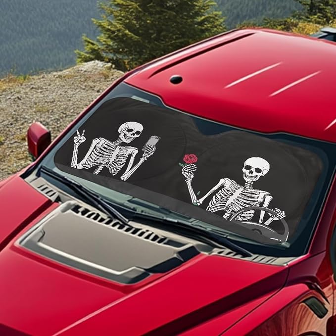 Funny Skeleton Vehicle Windshield Protecion Stylish Automotive Interior Cover Sun Visor Protector for Front Window Fashion Car Accessories