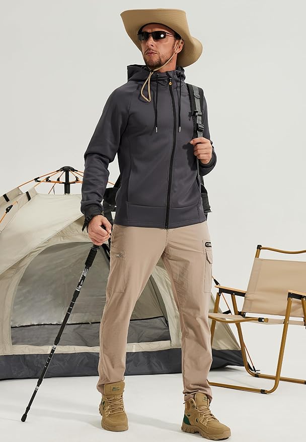 MOURCE Hiking Pants Men Lightweight Quick-Dry - Water Resistant Stretch Travel Pants with 7 Pockets for Outdoor Fishing