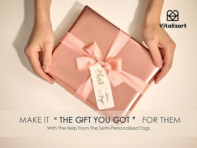 Vitalizart Pink Matte Metallic Wrapping Paper Set 30" With Silk Satin Ribbon & Gift Tags Christmas Gift Wrapping Birthday Baby Shower Wedding Bouquets Handmade Crafts 197"(16.4 Ft) Pink Ribbon