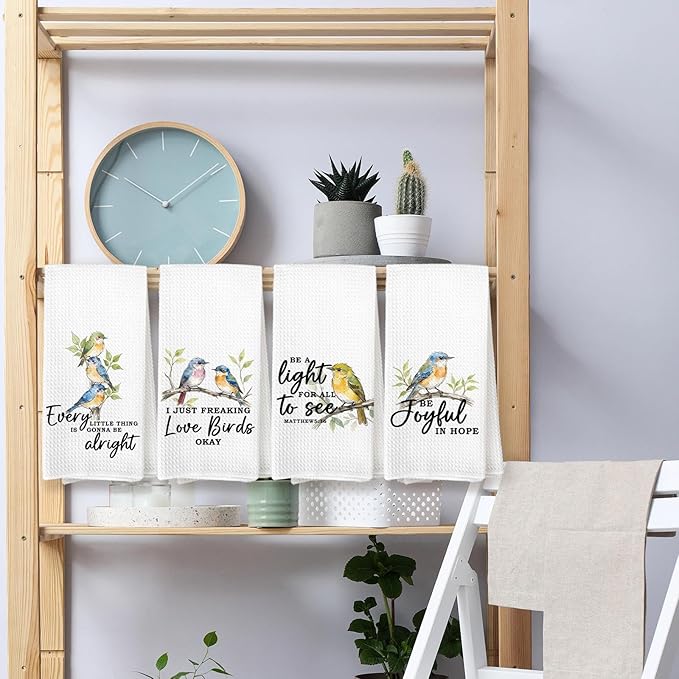 Bird Gifts Kitchen Towels, Christian Friendship Birds Gifts for Lovers Women, Christian Birds Birder Dish Towels for Kitchen,Friendship Bird Bathroom Hand Towels Decorative Set of 4 Dish Cloths