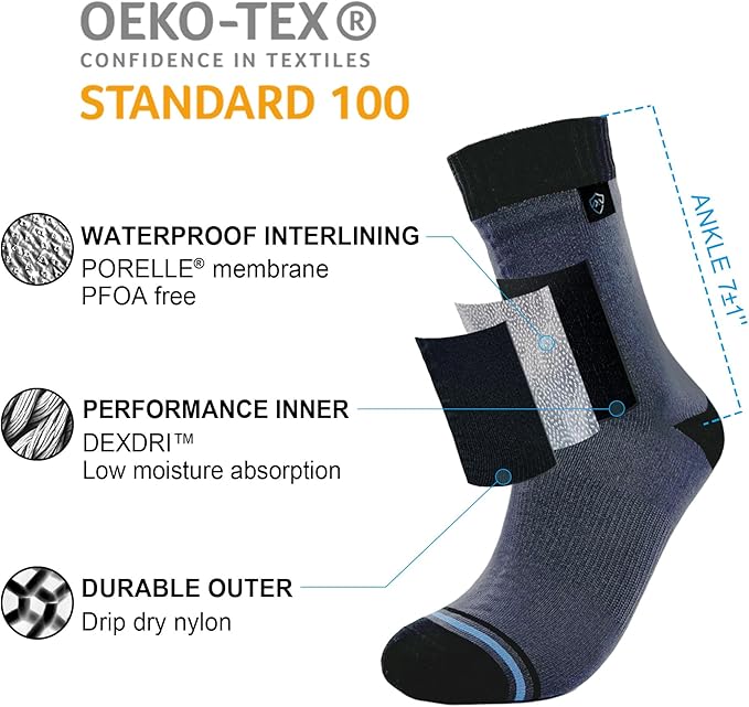 DexShell Waterproof Everyday Socks - Breathable Membrane, Quarter Crew Length for Walking, Commuting & All-Weather Comfort