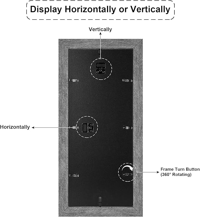 8x20 Picture Frame Display 4 opening 4X6 Picture Frame Collage,Multi Photo Frame with Mat,Plexiglass,Wall or Tabletop Decor,Grey Wood Grain