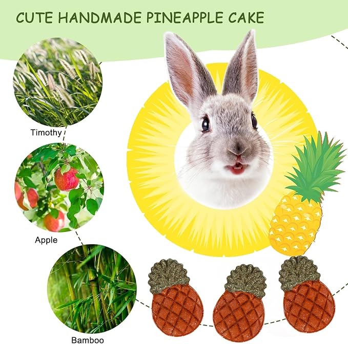 Bunny Toys, 21PCS Rabbit Chew Toys for Teeth, Guinea Pig Natural Treats | Timothy Hay Sticks chew Treats for ChinchillasRabbit, Bunny, Hamsters, Rats, chinehila, Small Animals Teeth Grinding Care
