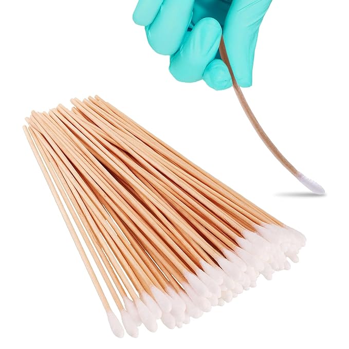 Dental Grade Inch Long Cotton Swabs with Bamboo Wooden Handles Cotton Tipped Applicator by OMNIA ONE | Ideal for Application of Medication, Cleaning Skin, Arts and Crafts Remover Tool (6" (1000PCs))