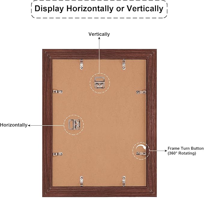 11x15 Picture Frame Display 4 opening 5x7 Picture Frame Collage,Multi Photo Frame with Mat,Plexiglass,Horizontal and Vertical Formats for Wall Decor,Walnut Wood Grain