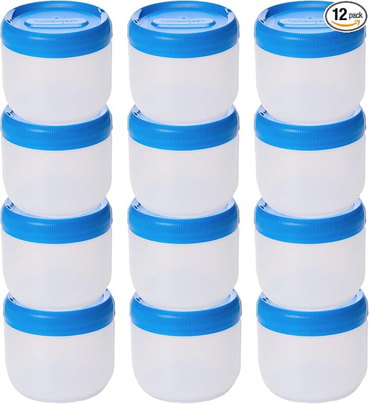 humangear STAX, Stackable Snack Containers - Leak-Proof Snack Travel System - FDA-Food Safe, BPA/PC/Phthalate-Free - Stackable & Click-Together Food Storage, Medium Mid 12-Pack, Clear/Blue
