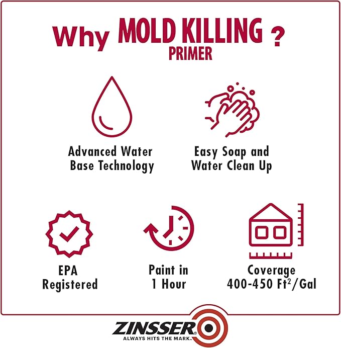 Zinsser 276049-2PK Mold Killing Primer, Gallon, White, 2 Pack