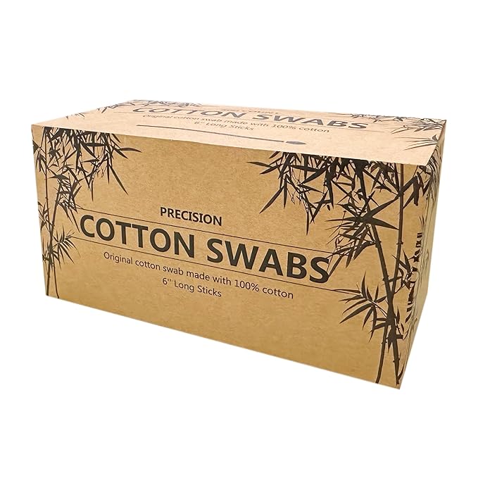 Precision Cotton Swabs with 6'' Long Sticks for Gun Cleaning, Makeup or Pets 500pcs
