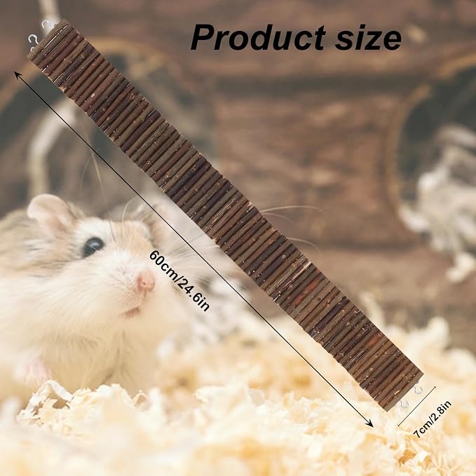 Gvhntk Hamster Wooden Suspension Bridge Rat Climbing Bendable Wooden Ladder Small Animals Arch Bridge Toys for Hamsters Mouse Rat Chipmunk Pig Gerbils Mice Other Small Rodents Animals(25.6L x 2.8W)