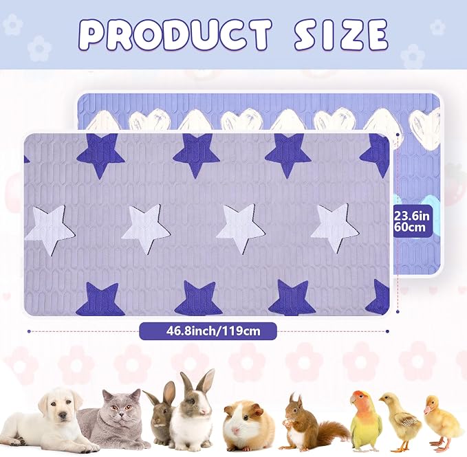 4 Pcs Guinea Pig Cage Liner, Washable Guinea Pig Bedding, Rabbit Bedding Waterproof Guinea Pig Pee Pads, Absorbent Guinea Pig Bedding for Small Animals Hamster Rabbit Squirrel Cage (Start 47'')