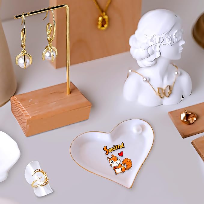 Squirrel Ring Holder Dish Tray, Gifts For Women Teens Girls Squirrel Lovers Themed Stuff Accessories Things Decor Merch, Home Room Ring Earrings Necklace Organizer Holder!