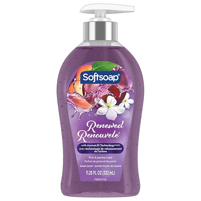 Softsoap Renewed Liquid Hand Soap, Paraben Free, pH Balanced, Plum and Jasmine Scent, 11.25 fl oz Pump Bottle, 6 pack