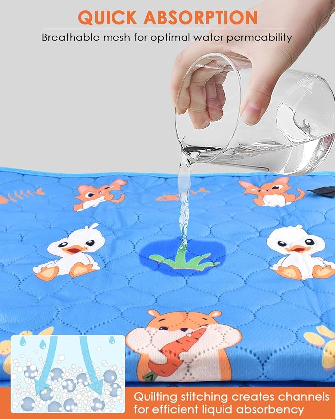 Bissap 2‑Pack Guinea Pig Cage Liners, 18''X24'' Pet Pee Pad Bedding, Blue | Non‑slip Waterproof TPU layer, Super Absorbent, Washable Reusable Bedding for Guinea pig, Rabbit, Hamster, Chinchilla, Rat