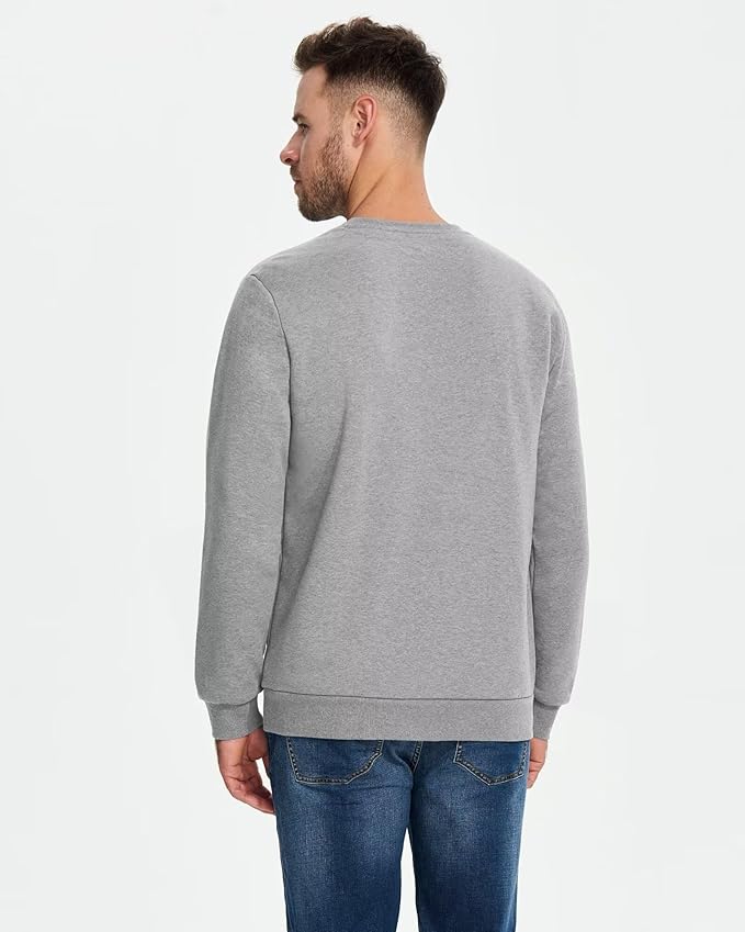 Boladeci Men's Full Sherpa Lined Crewneck Sweatshirts Heavy-weight Fleece Pullover Thick Thermal Long Sleeve Cotton