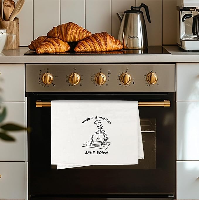 Funny Skeleton Chef Kitchen Towels, Baking Towels, Tea Towels for Baking, Gifts for Bakers Decorative Dish Towels for Kitchen Decor, Gifts for Baking Lovers, Gothic Kitchen Decor, 16x24 Inch