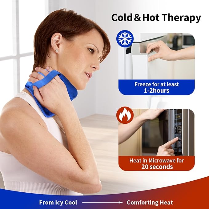 Gel Ice Pack for Injuries Reusable Soft Freezer Ice Bag with Strap- Hot Cold Compress Packs for Swelling Bruises Surgery Knee Shoulder Foot Back Ankle Neck Elbow Wisdom Tooth-1 Pack