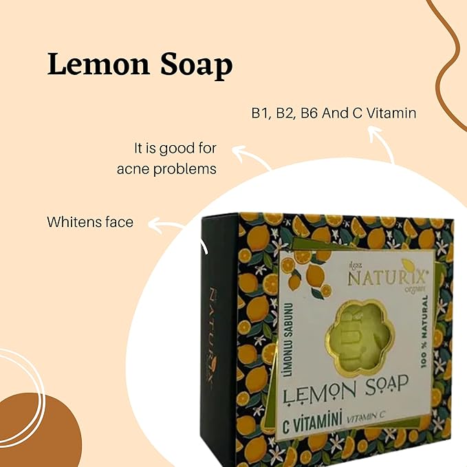 Organic Bar Soap Moisturizing Soap Made from Natural Oil | Hair Hand Face Body Bath Wash | Skin Care Cleanser Shampoo (Lemon)