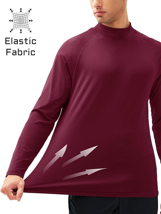 MAGCOMSEN Men's Thermal Shirt Mock Turtle Neck, Fleece Lined Long Sleeve Undershirts, Athletic Warm Base Layer Winter Top